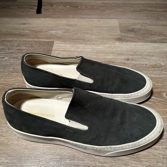 Grey Common Projects Suede Slip-Ons Men's Sneakers - Picture 2 of 4